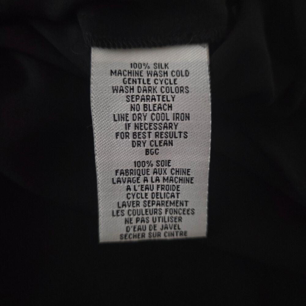 Eileen Fisher Black 100% Silk Georgette Crepe Shirt Dress Tunic Blouse Sz Large - Picture 4 of 6